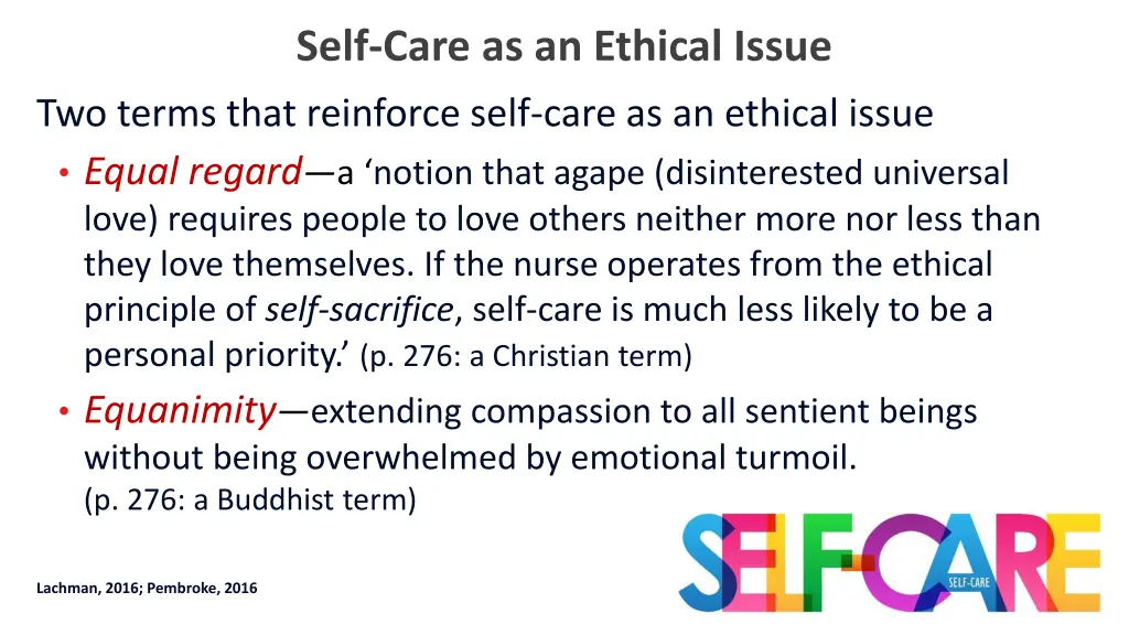 self care as an ethical issue