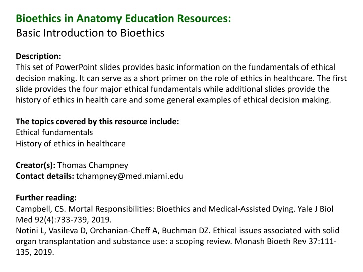 bioethics in anatomy education resources basic