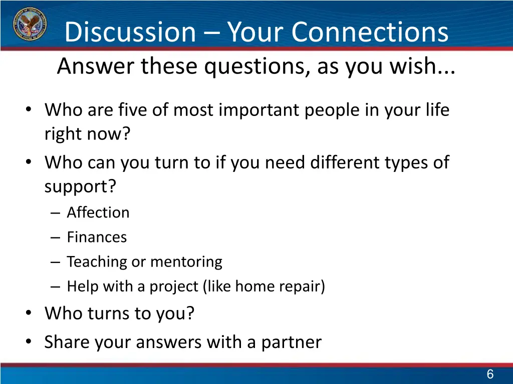 discussion your connections answer these