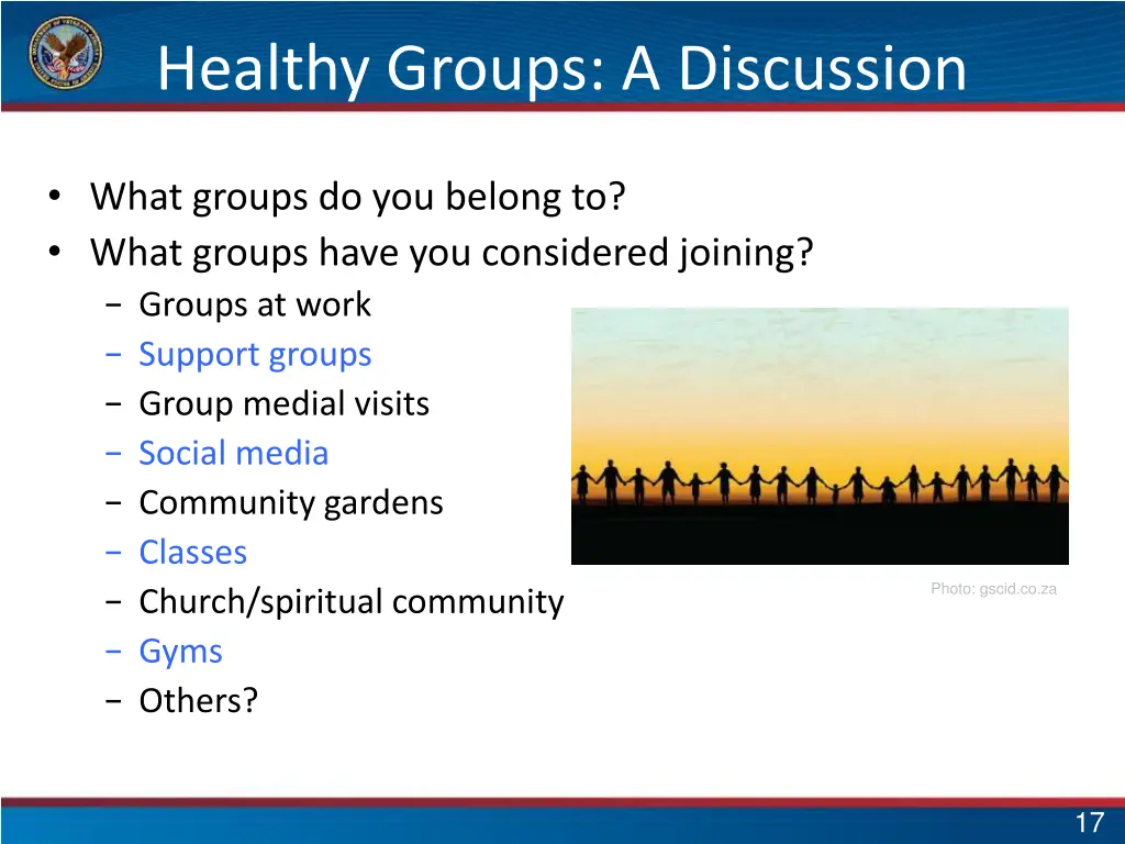 healthy groups a discussion