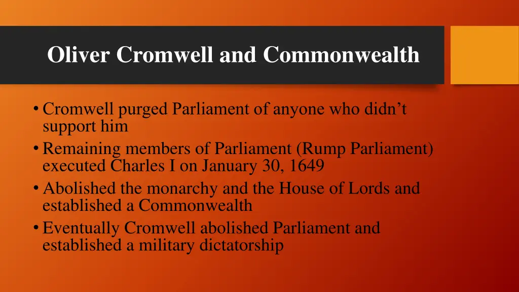 oliver cromwell and commonwealth