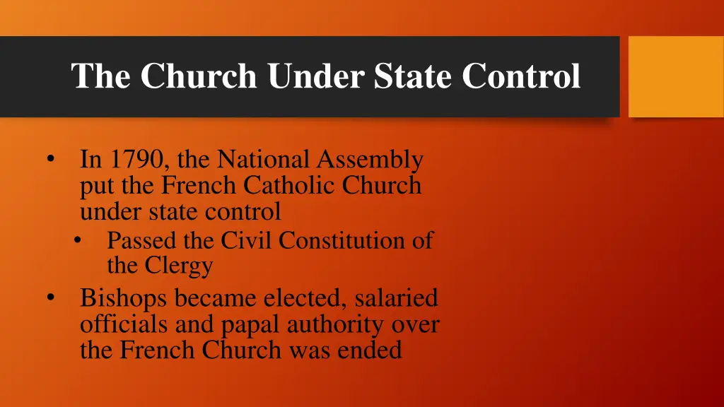 the church under state control