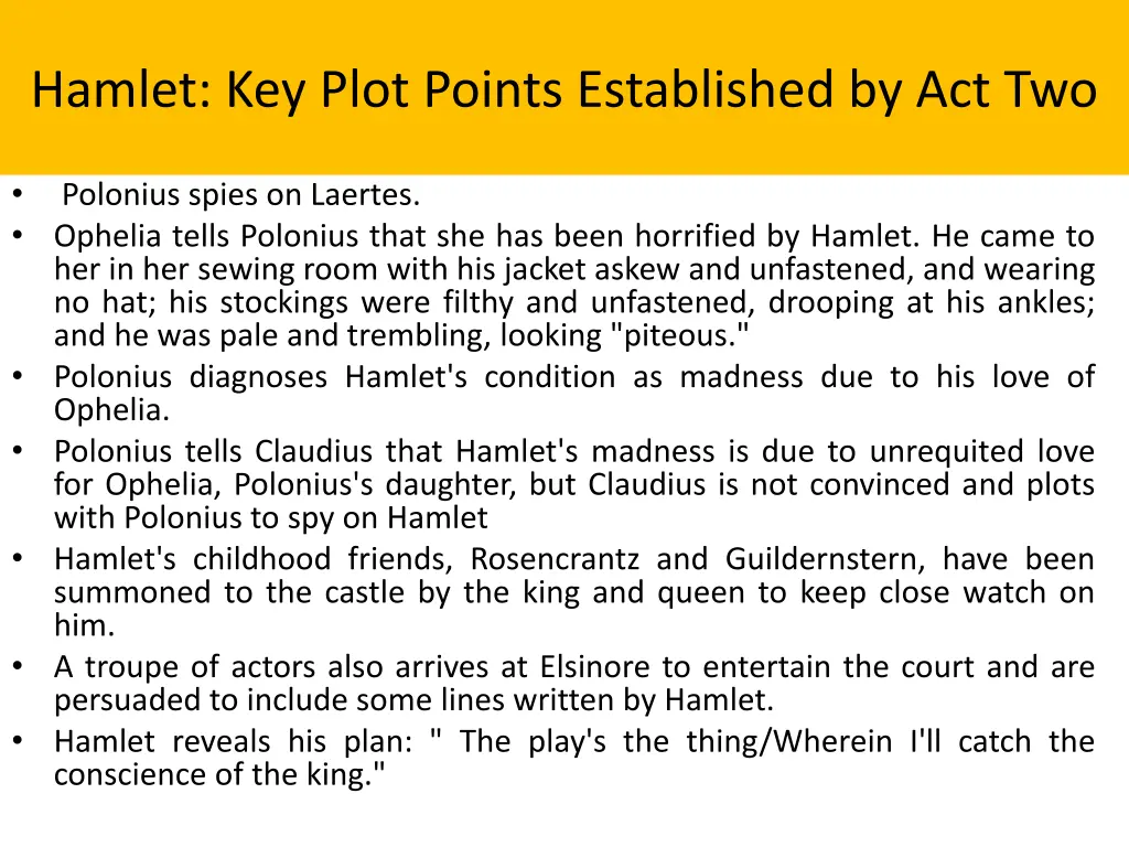 hamlet key plot points established by act two