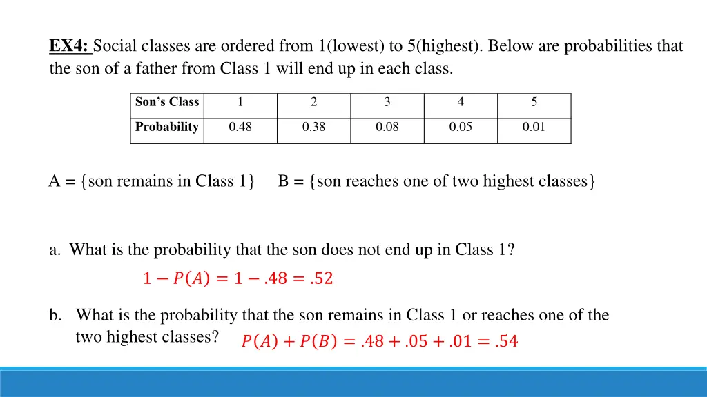 ex4 social classes are ordered from 1 lowest