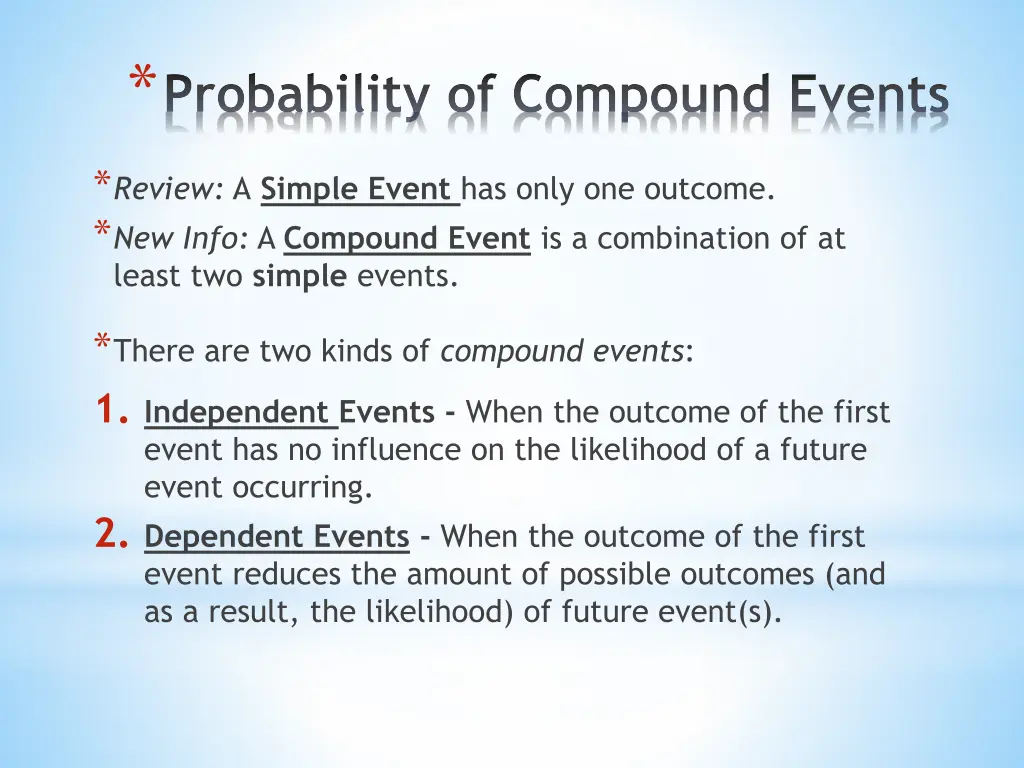 probability of compound events