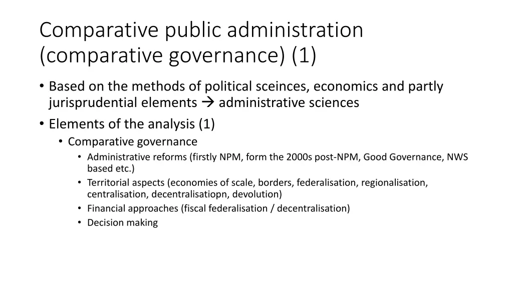 comparative public administration comparative