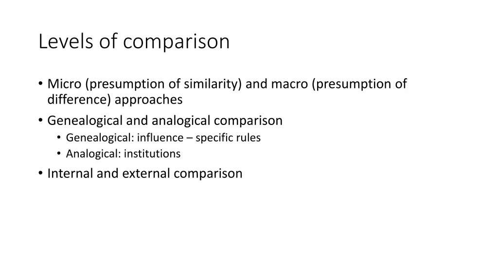 levels of comparison