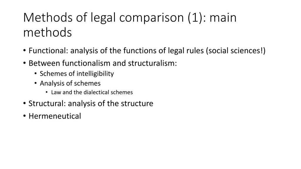 methods of legal comparison 1 main methods