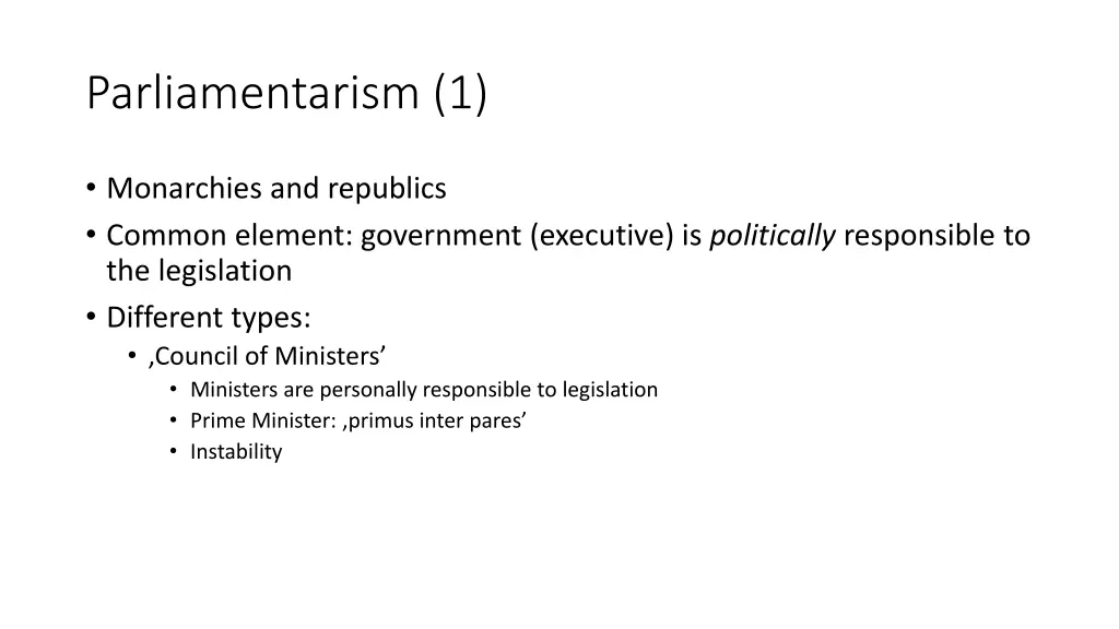 parliamentarism 1