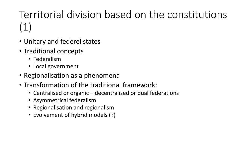 territorial division based on the constitutions 1