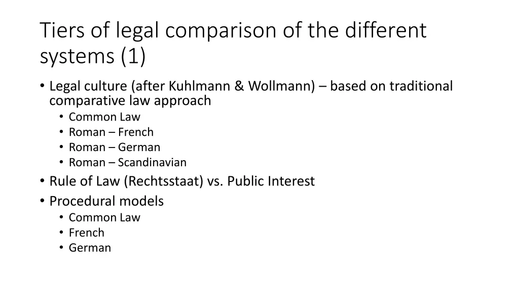 tiers of legal comparison of the different