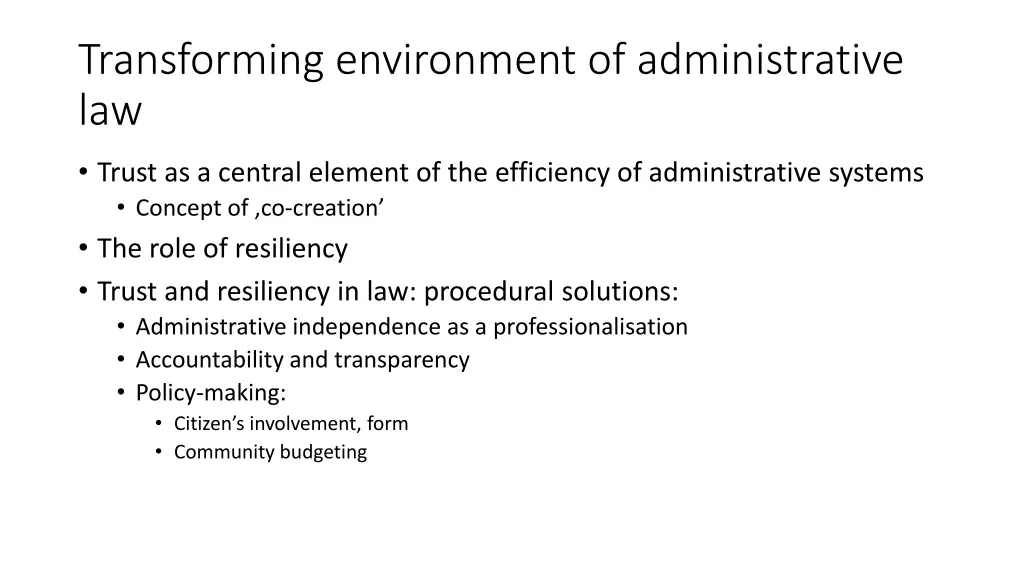 transforming environment of administrative law