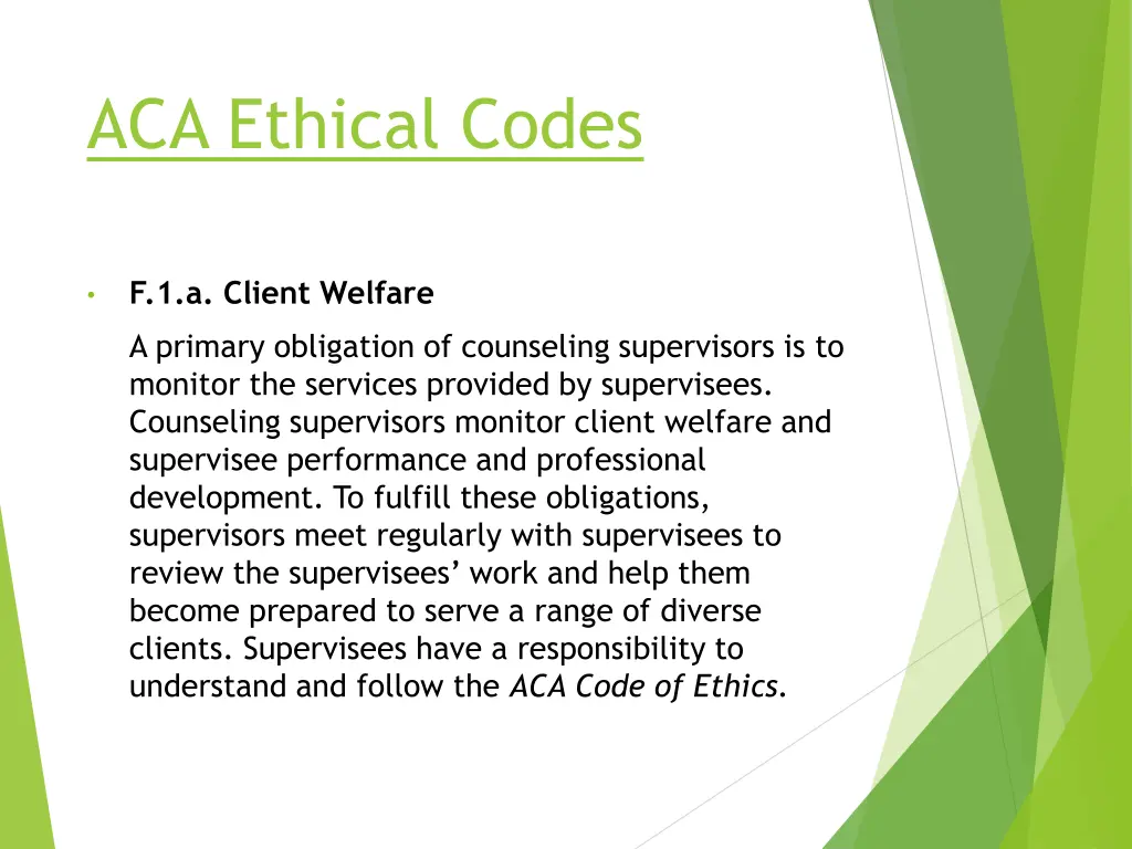 aca ethical codes