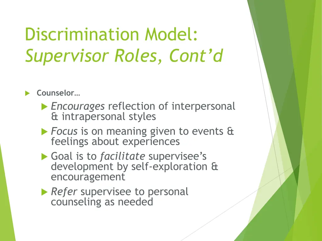 discrimination model supervisor roles cont d