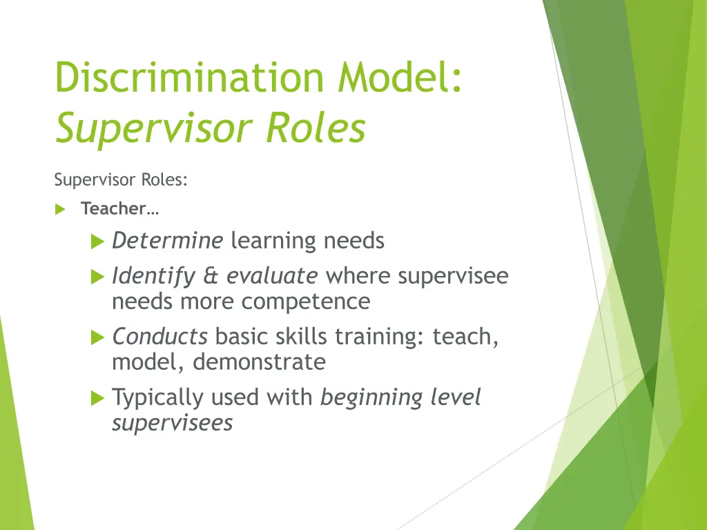 discrimination model supervisor roles