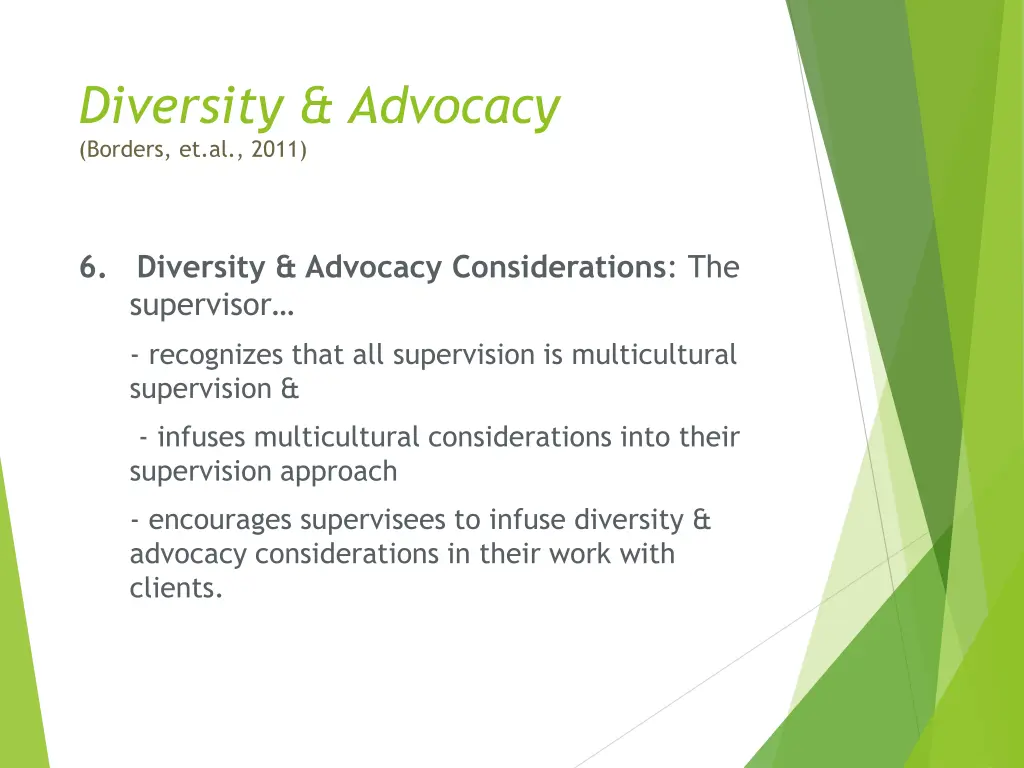 diversity advocacy borders et al 2011