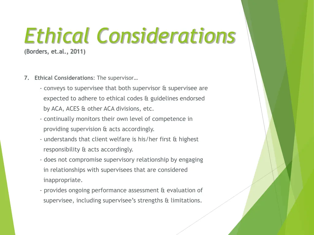 ethical considerations borders et al 2011