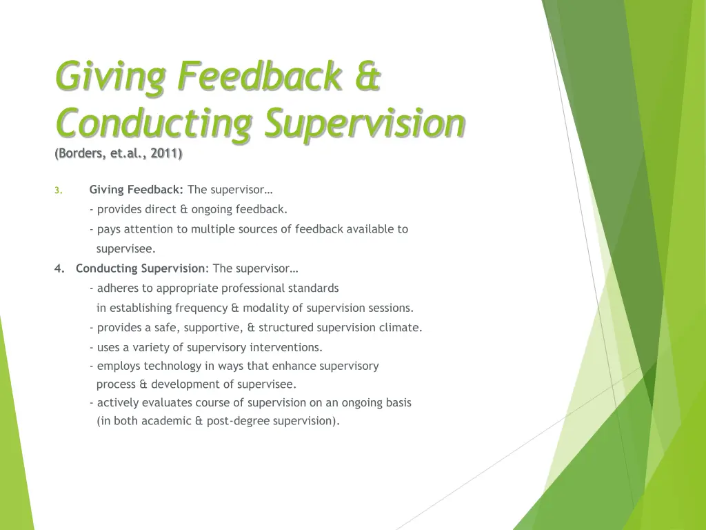 giving feedback conducting supervision borders