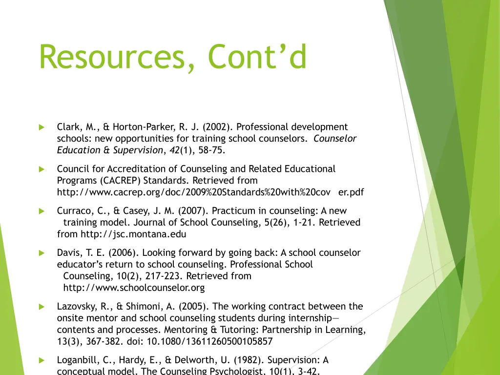 resources cont d