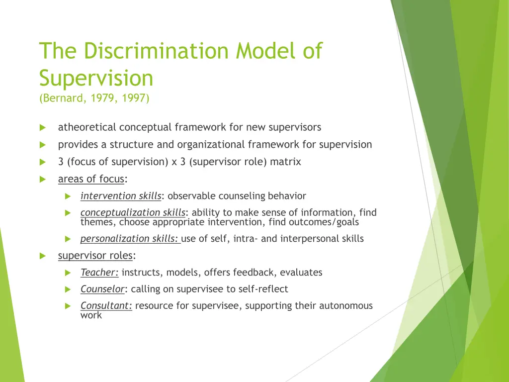 the discrimination model of supervision bernard