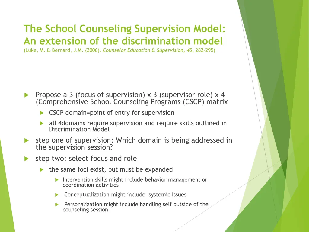 the school counseling supervision model