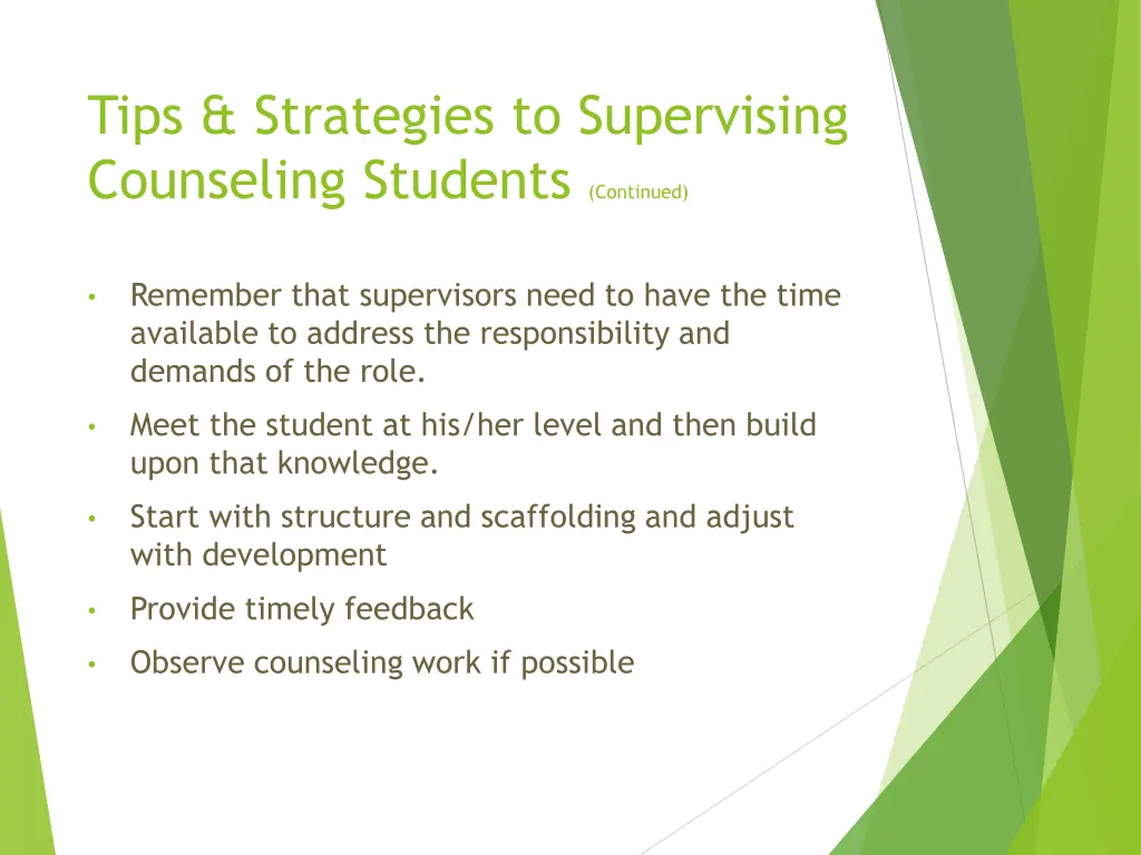 tips strategies to supervising counseling