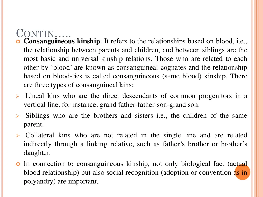 c ontin consanguineous kinship it refers