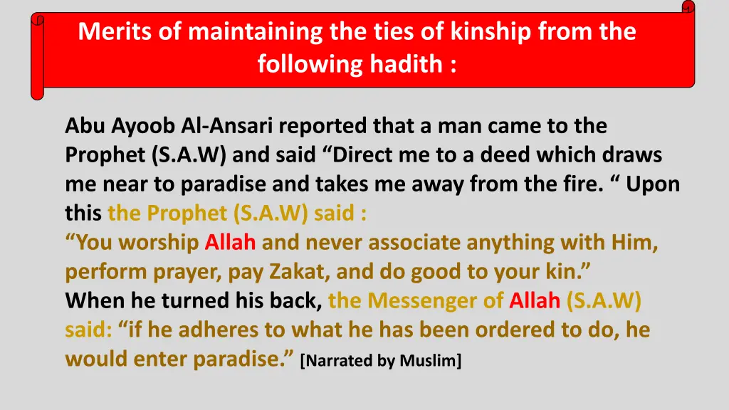 merits of maintaining the ties of kinship from