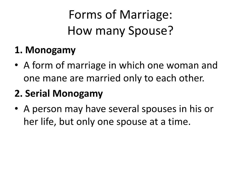 forms of marriage how many spouse