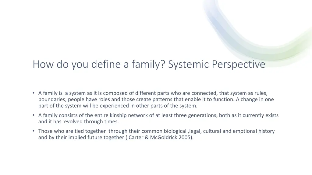 how do you define a family systemic perspective