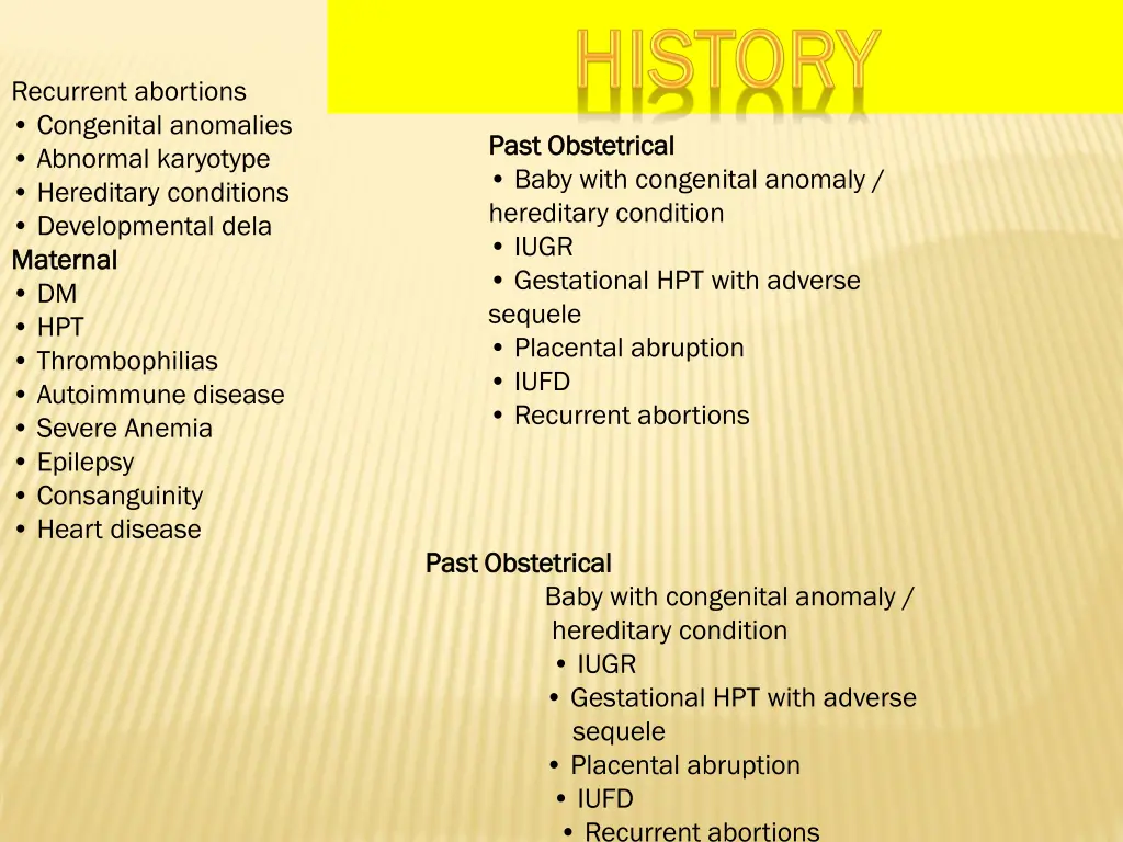 recurrent abortions congenital anomalies abnormal