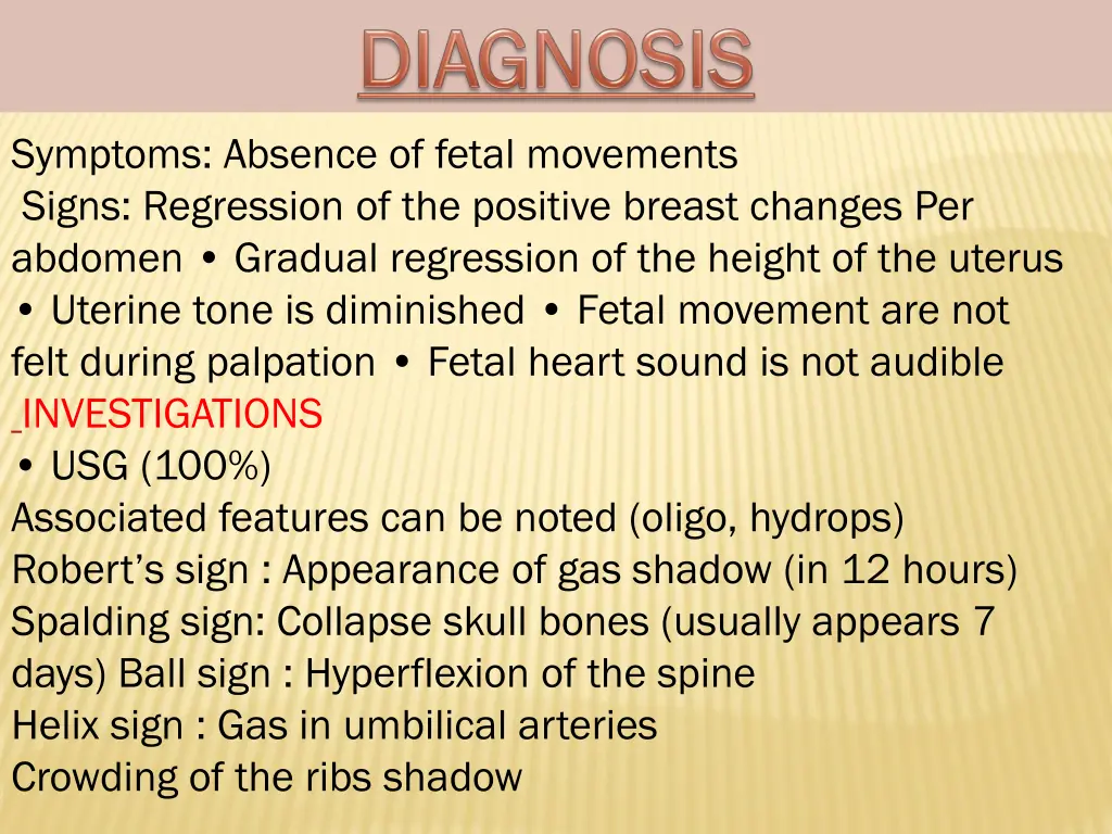 symptoms absence of fetal movements signs