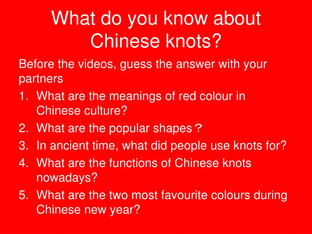 what do you know about chinese knots before