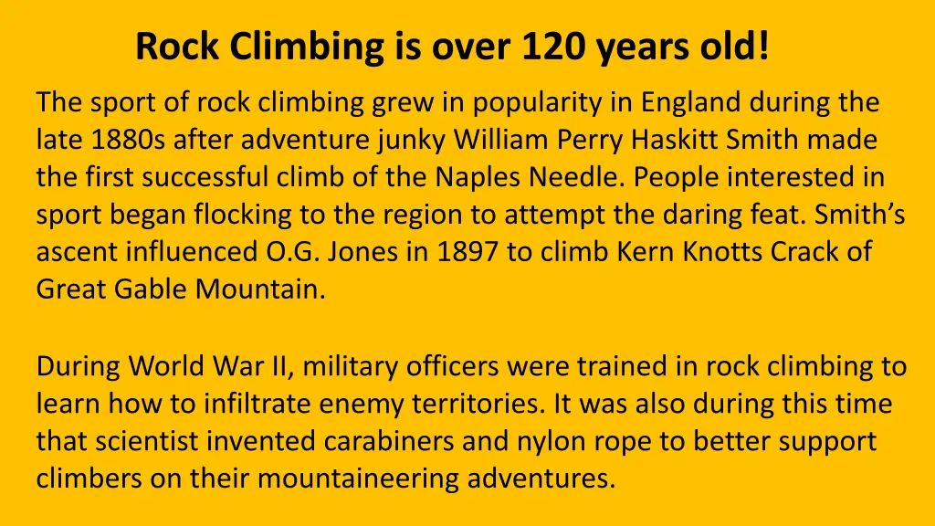 rock climbing is over 120 years old