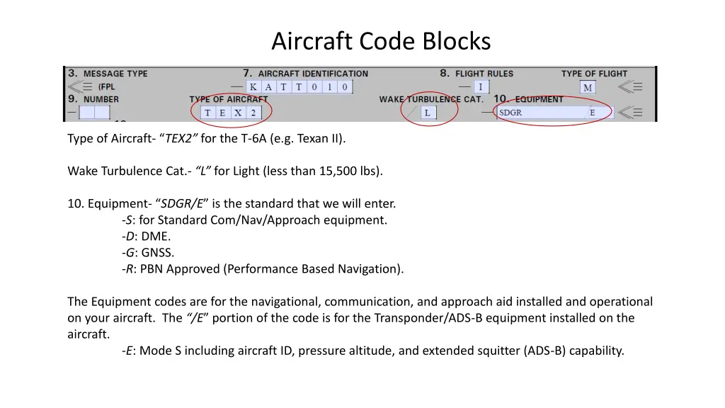 aircraft code blocks