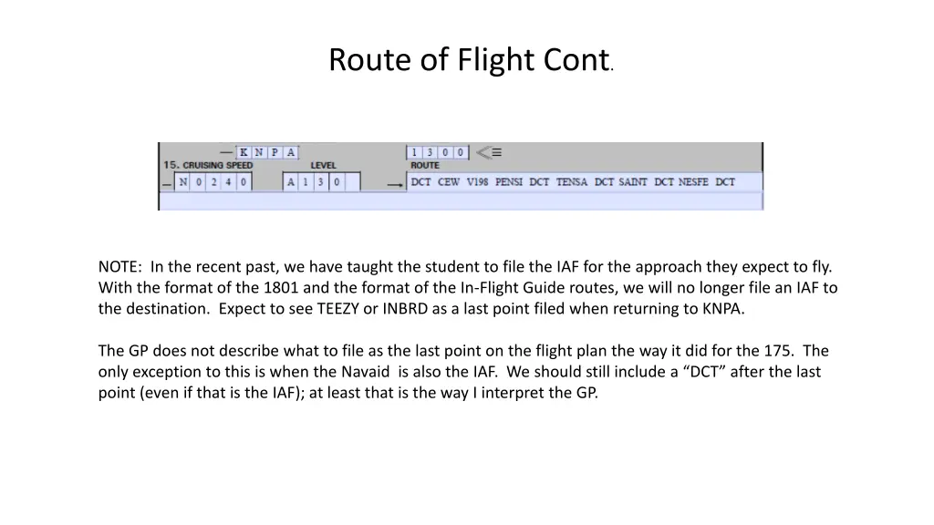 route of flight cont 1