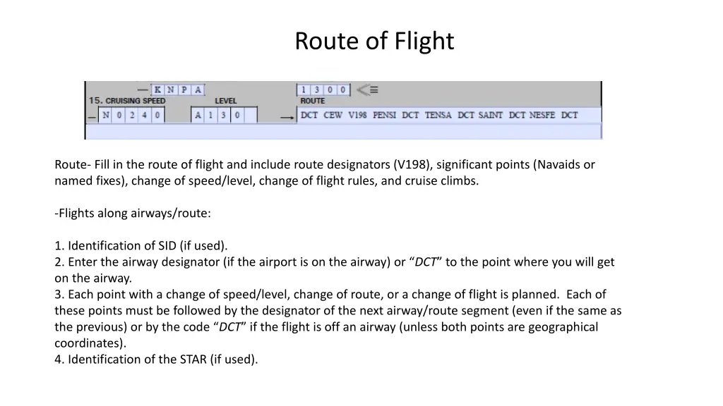 route of flight