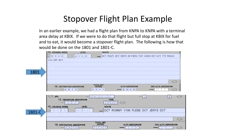 stopover flight plan example