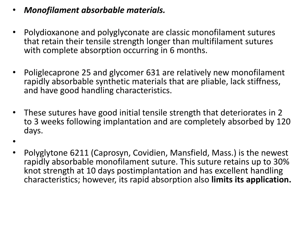 monofilament absorbable materials