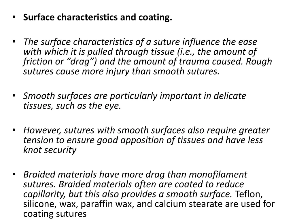 surface characteristics and coating