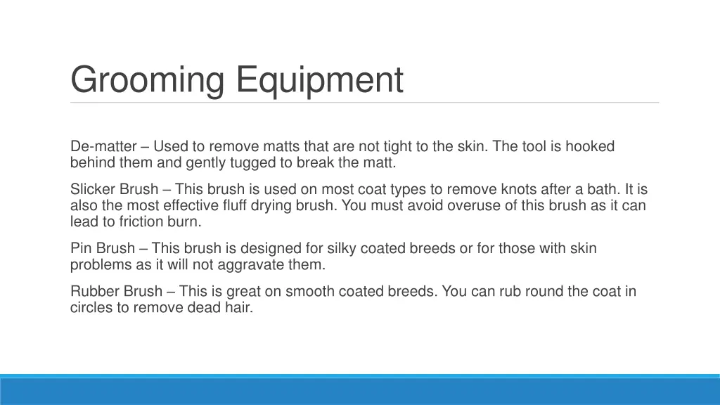 grooming equipment