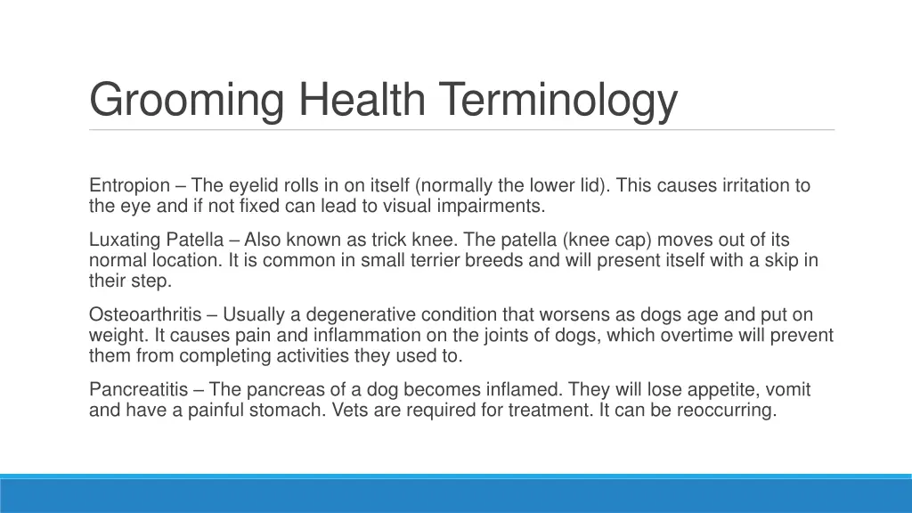 grooming health terminology 1