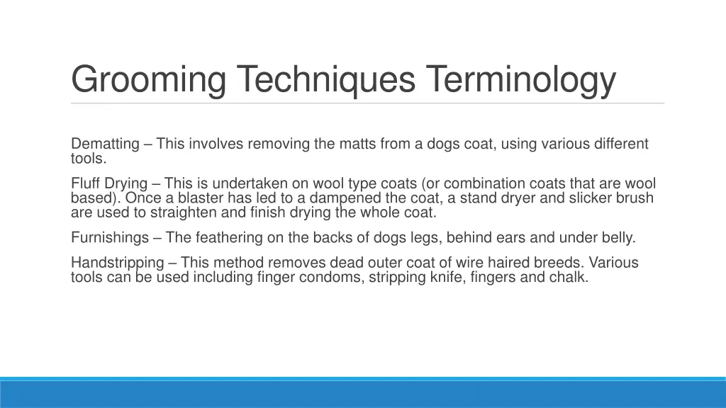 grooming techniques terminology 1