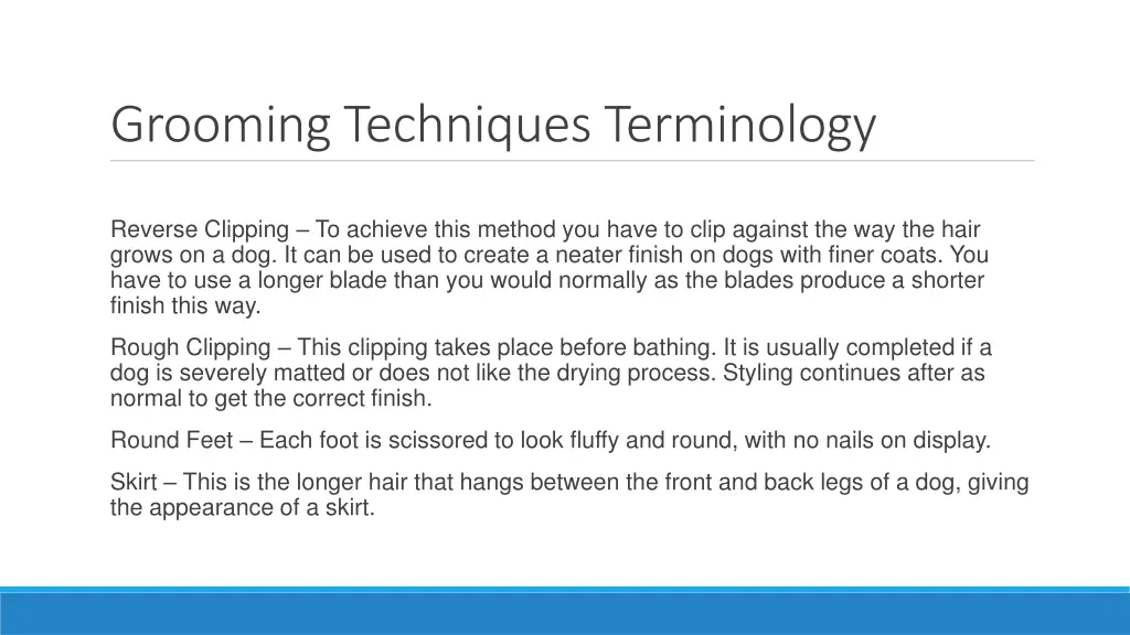 grooming techniques terminology 2