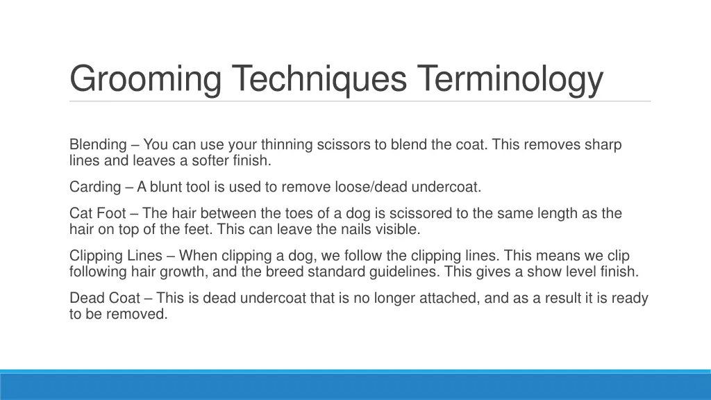 grooming techniques terminology