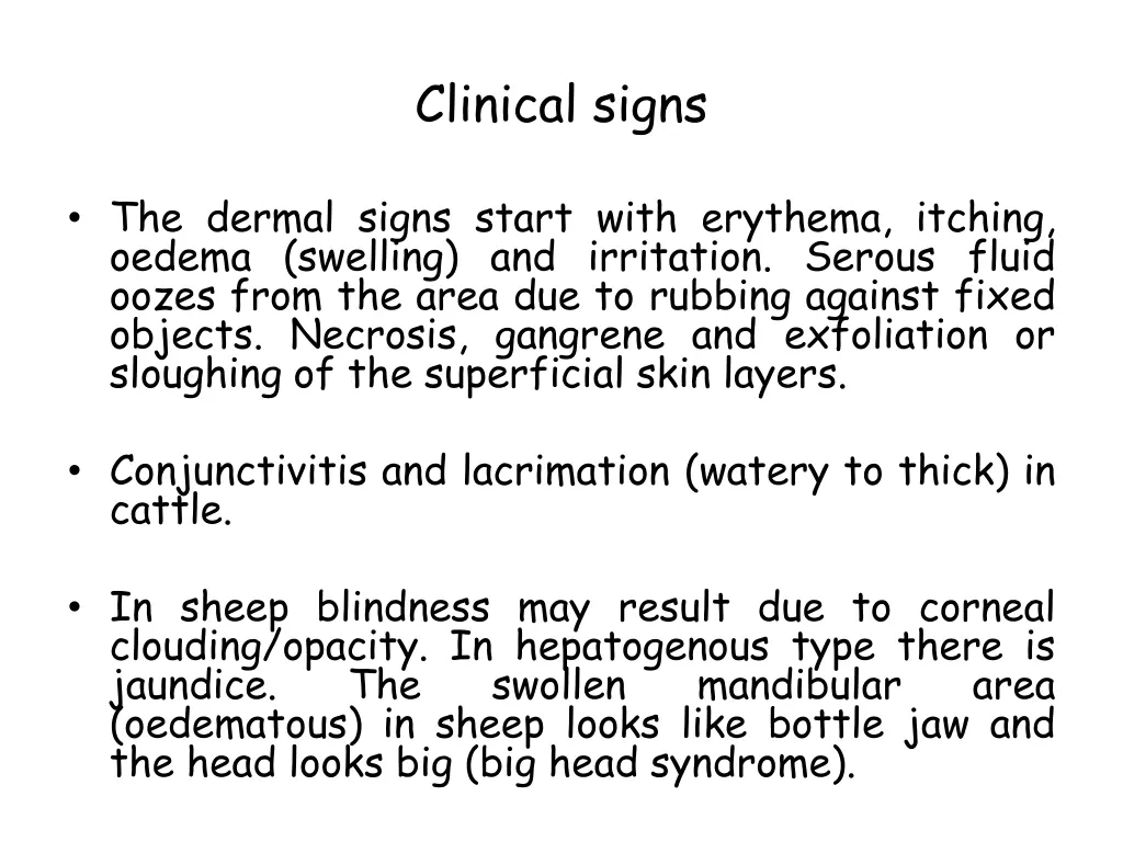 clinical signs