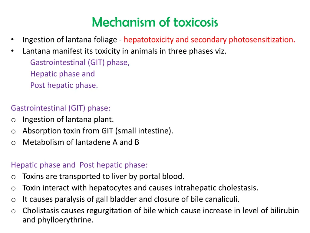 mechanism of toxicosis