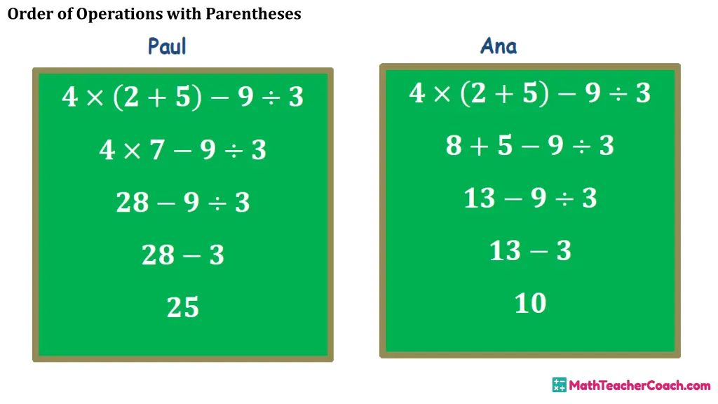 order of operations with parentheses 12