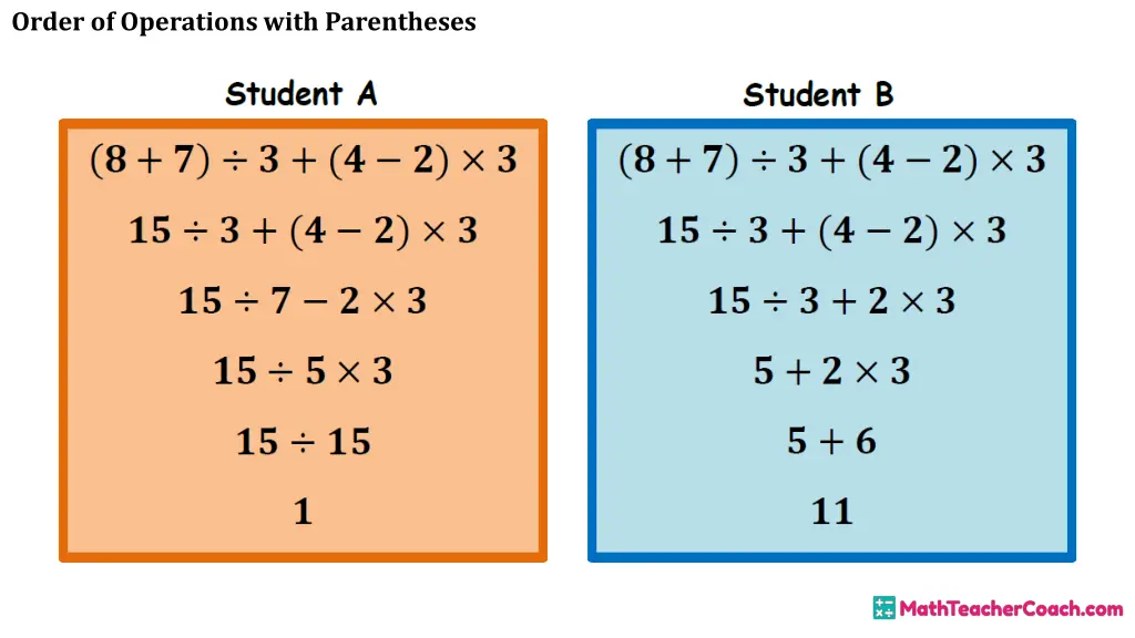 order of operations with parentheses 25