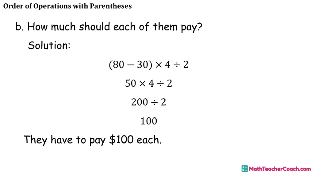 order of operations with parentheses 34